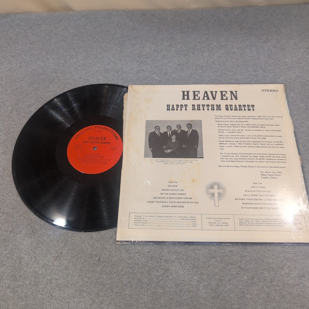 Happy Rhythm Quartet Heaven Vinyl LP Prestige Productions Southern Gospel VG - Picture 2 of 2